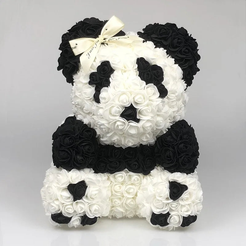 40cm Rose Bear - Artificial Foam Flower Rose Panda Decorations or Gifts for Memorial Day, Festivals, Thanksgiving Day, and Birthdays 🌹🐼🎉 ShopOnlyDeal