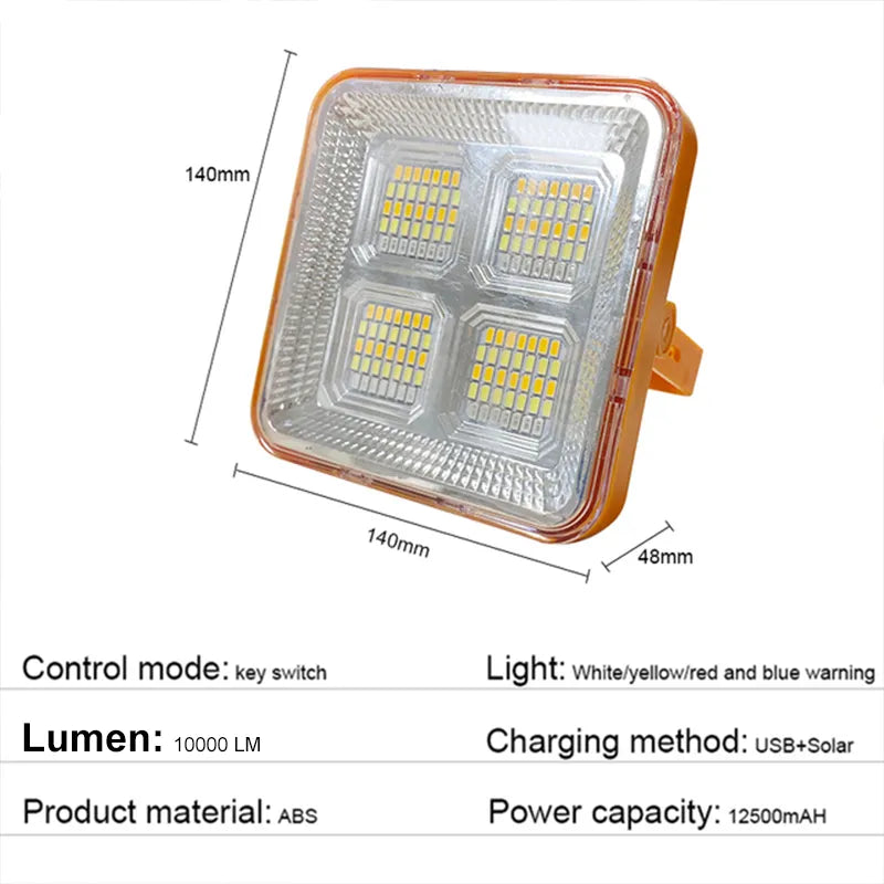 Solar Flood Light - Portable Outdoor LED Spotlight - New Rechargeable Solar Flood Light Outdoor Portable LED Reflector Spotlight Rechargeable Projector Floodlight Construction Lamp ShopOnlyDeal