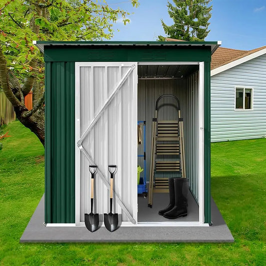 Metal Outdoor Storage Shed with Door & Lock, Waterproof Garden Storage Tool Shed for Backyard Patio Steel Utility Tool House ShopOnlyDeal