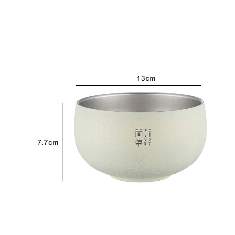 Japanese Large Ramen Bowl  Style Rice Soup Bowl with Lid Stainless Steel Kitchen Double Layer Fruit Metal Tableware Food Container ShopOnlyDeal