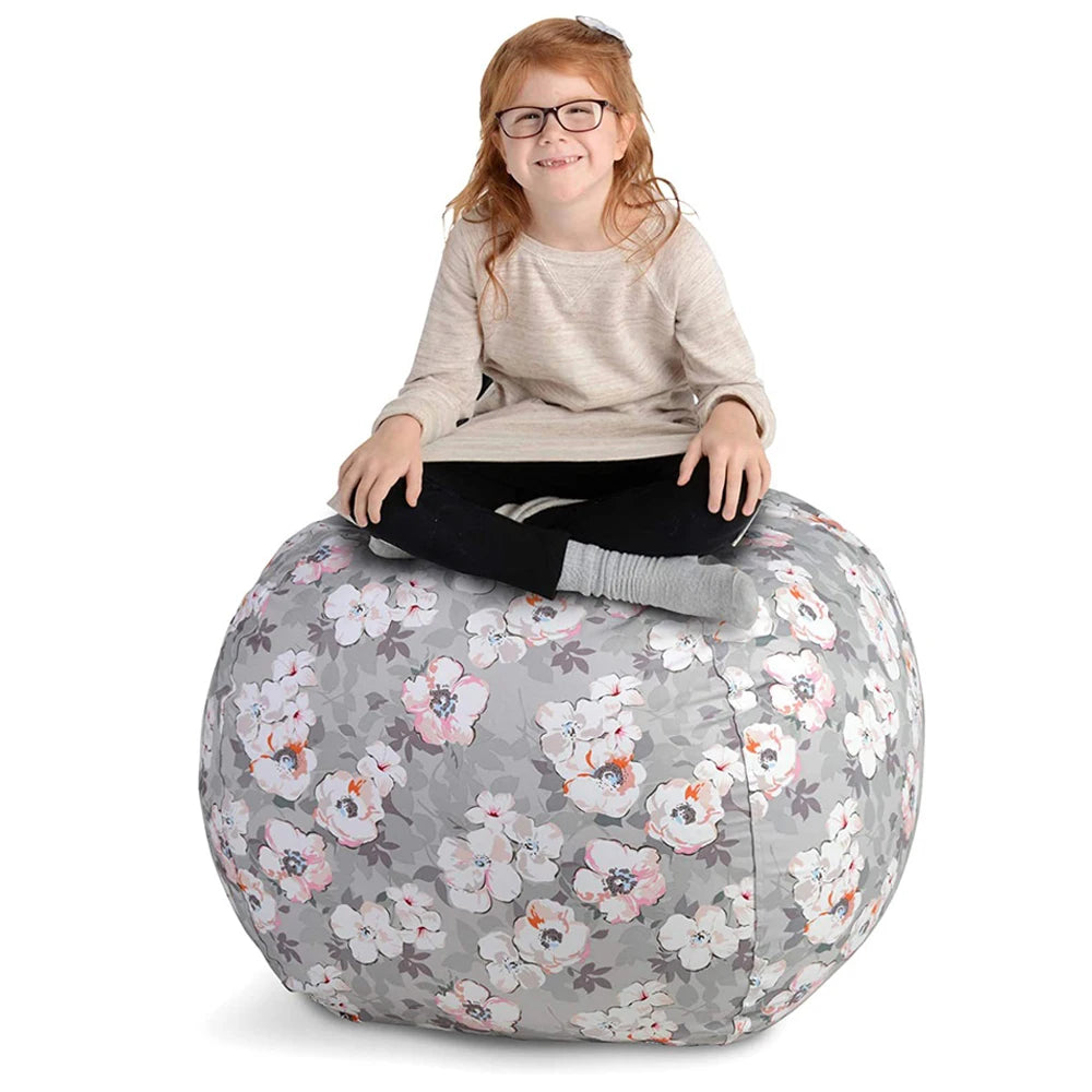 Bean Bag Storage Chair | Stuffed Animal & Toy Organizer | Large Capacity Kids Sofa in Zip Canvas ShopOnlyDeal