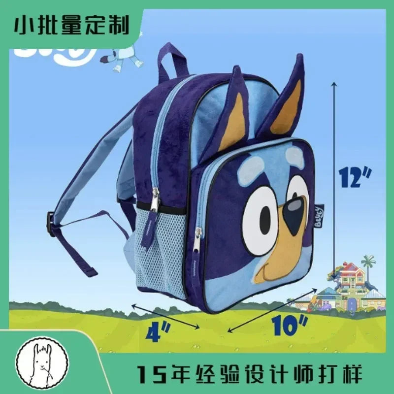 Bluey Dog Backpack Blue Plush Simple Oxford Cloth Schoolbag Pocket Early Education Bingo Dog Schoolbag Children Christmas Gift ShopOnlyDeal