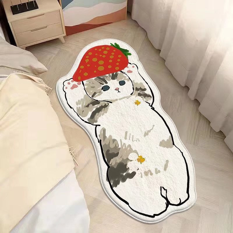 Door Bedside Mat Carpet Cartoon Furry Cat Floor Mat Living Room Tapis Cuisine Irregular Furry Thickened Decoration Tapestry ShopOnlyDeal