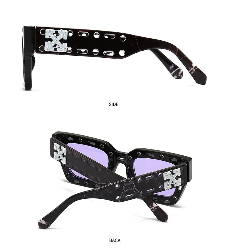 Brand Designer Square Hollow Out Sunglasses Women For Men 2023 Trending Sun Glasses Fashion Vintage Punk Luxury Shades UV400 Auecmoi Official Store
