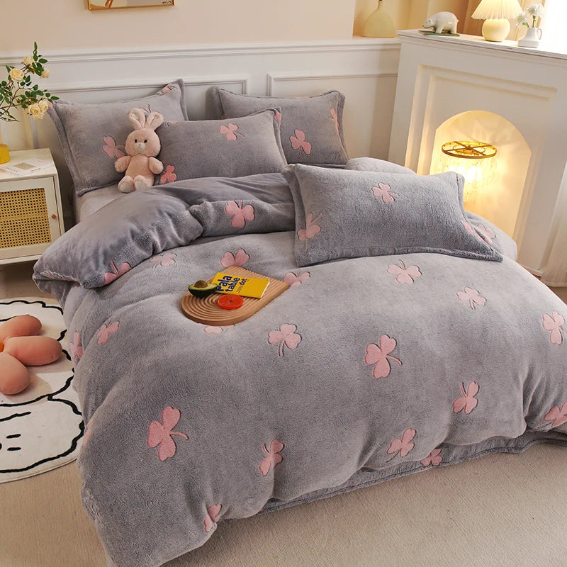 Flannel Coral Fleece Warm Winter Thick Duvet Cover Single Double Queen King Size Quilt cover Double Sided Velvet Bedding ShopOnlyDeal