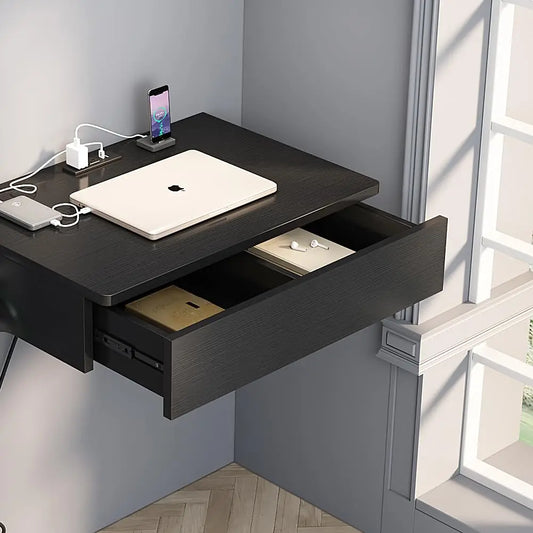 Wall Mounted Desk,Floating Desk Wall Mount Laptop Desk, Space Saving Table Wall Desk with Storage Drawer ShopOnlyDeal