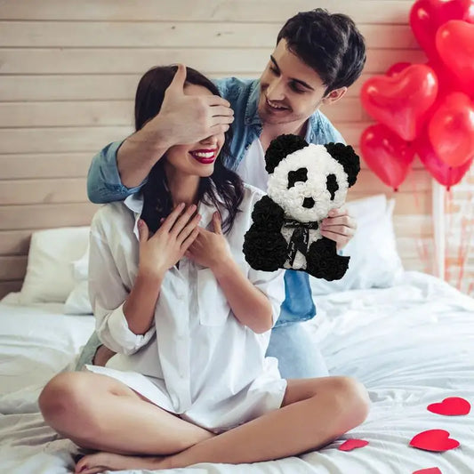 Forever Artificial Flowers Rose Panda Bear - A Perfect Gift for Girlfriend on Valentine's Day, Anniversary, Christmas, Birthday, Wedding Decor 🌹🐼💖🎁 ShopOnlyDeal
