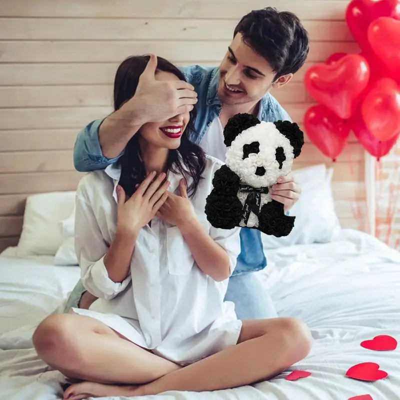 Forever Artificial Flowers Rose Panda Bear - A Perfect Gift for Girlfriend on Valentine's Day, Anniversary, Christmas, Birthday, Wedding Decor 🌹🐼💖🎁 ShopOnlyDeal