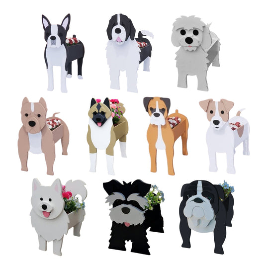 Cute Dog Garden Planter Flower Pot Samoyed Schnauzer Bulldog Corgi DIY PVC Flower Planter Indoor Outdoor Garden Decor For Plant Decoration Gifts For dog Lovers ShopOnlyDeal