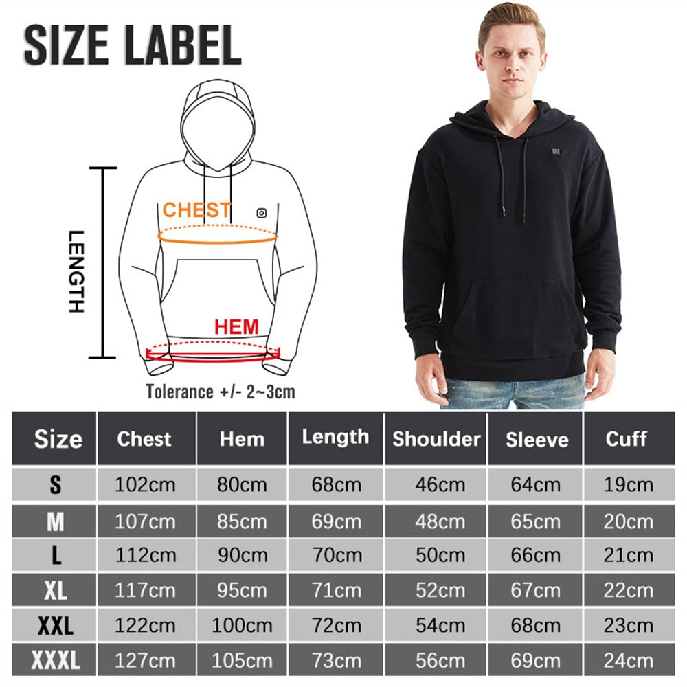 USB Heated Hoodies Jacket. Autumn Men Fashion Long Sleeve Casual Coat Women Sweatshirt With Hood Oversized Heated Clothes ShopOnlyDeal