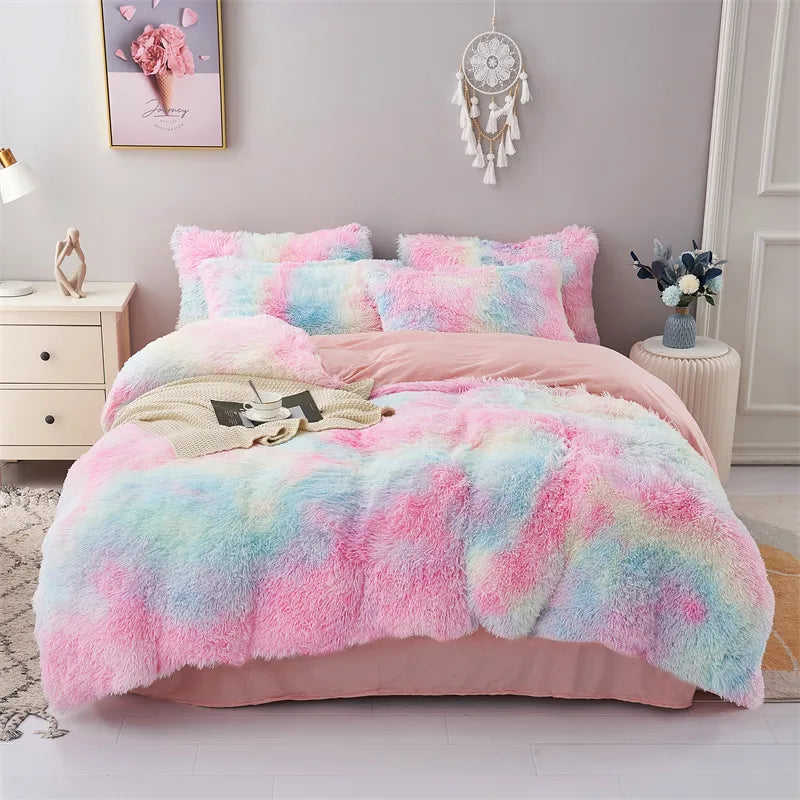 Plush Duvet Cover Pillowcase Warm And Cozy Bedding Three-Piece Set of Skin-friendly Fabric for Single And Double Beds ShopOnlyDeal