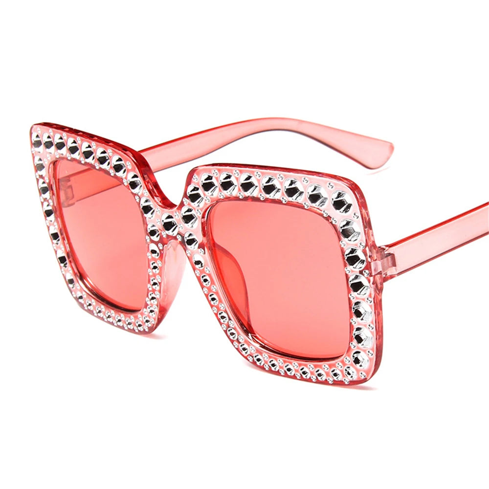 Crystal Oversized Sunglasses - Fashion Square Sunglasses for Women, Retro UV400 Eyewear ShopOnlyDeal