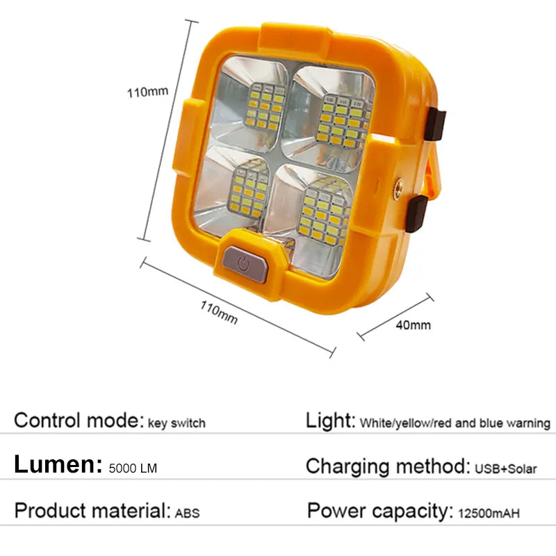 Solar Flood Light - Portable Outdoor LED Spotlight - New Rechargeable Solar Flood Light Outdoor Portable LED Reflector Spotlight Rechargeable Projector Floodlight Construction Lamp ShopOnlyDeal