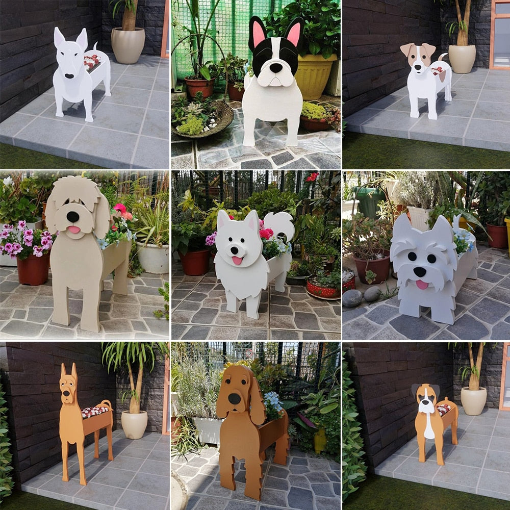 Dog Planter Garden Flower Pot Dog Shape Planter Schnauzer Bulldog Poodle Corgi Yorkshire Vase Pots DIY PVC Flower Planters Garden Home Decor ShopOnlyDeal