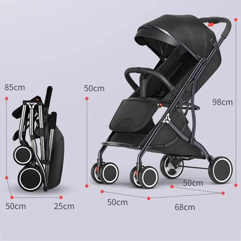 One-Touch Folding to Board the Baby Stroller Lightweight Four-Wheel Shock Sitting and Lying Down One-Way Push Newborn Stroller ShopOnlyDeal