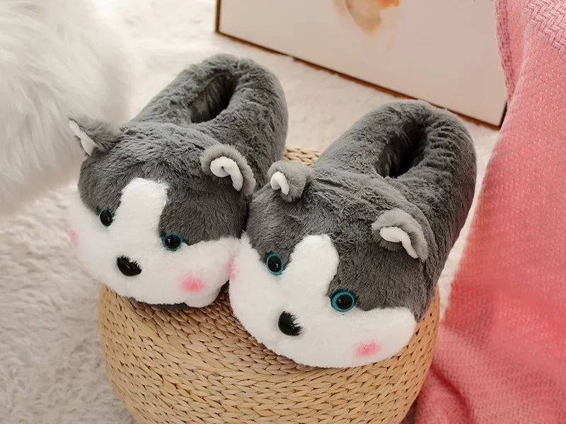 Maogu Tiger Dog Pig Plush Home Female Indoor Comfortable Warm Thick Bottom Winter Chunky Slippers Christmas Elk Cotton Shoes ShopOnlyDeal