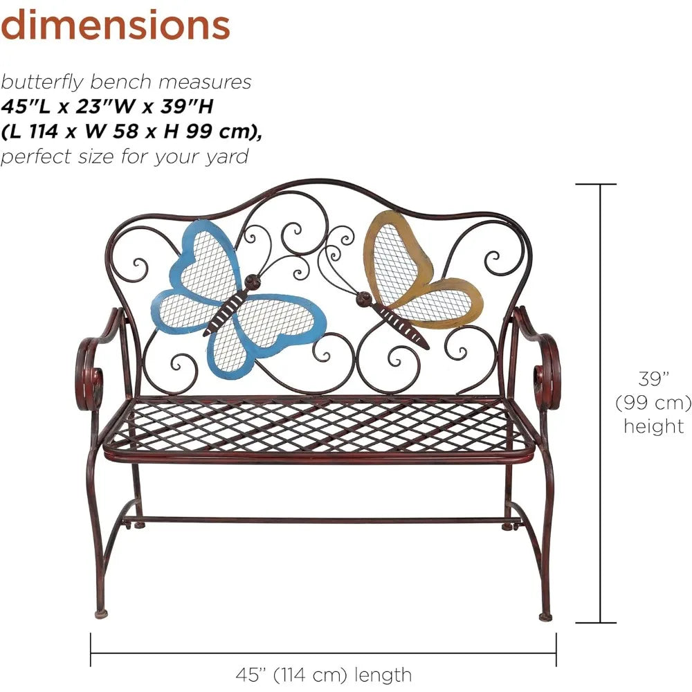 Outdoor Garden Chairs 45" X 23" Outdoor 2-Person Butterfly Garden Bench Terrace Chair Furniture ShopOnlyDeal