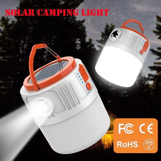 Solar Camping Light Flashlight USB Rechargeable 6 Gears Remote Control LED Tent Lamp Portable Lanterns Emergency Lights Outdoor ShopOnlyDeal