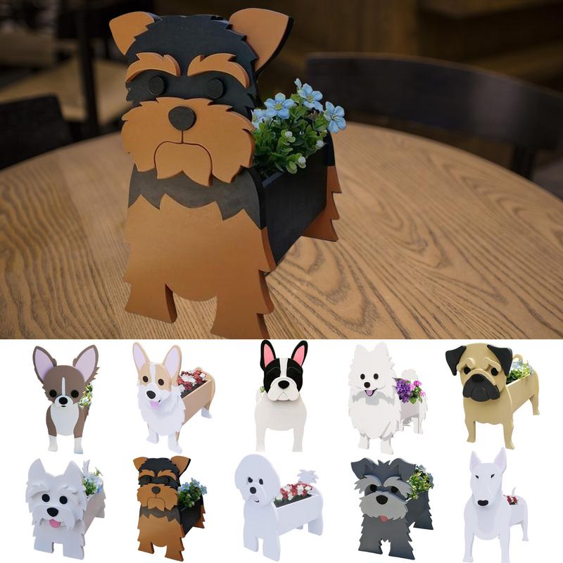 Garden Flower Pot Dog Planter Schnauzer Bulldog Poodle Corgi Yorkshire Garden Pots DIY PVC Flower Planter Garden Home Decor ShopOnlyDeal