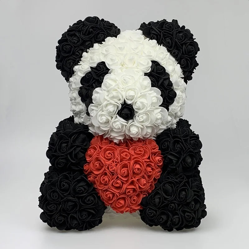 40cm Rose Bear - Artificial Foam Flower Rose Panda Decorations or Gifts for Memorial Day, Festivals, Thanksgiving Day, and Birthdays 🌹🐼🎉 ShopOnlyDeal