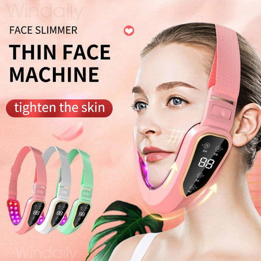 Facial Lifting Device LED Photon Therapy Facial Slimming Vibration Massager Double Chin V Face Shaped Cheek Lift  Belt Machine ShopOnlyDeal