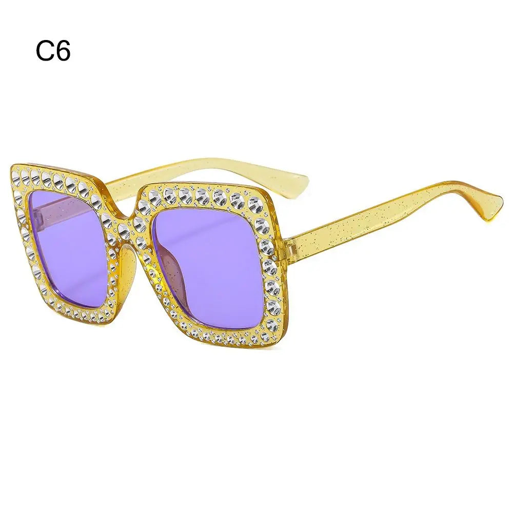 Sparkle in Style: Crystal Oversized Sunglasses for Women - Rhinestone Square Diamond Sun Glasses with Retro Big Frame ShopOnlyDeal