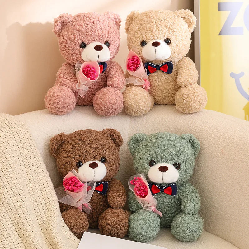 Kawaii Hug Bouquet Teddy Bear Plush Toy - 25cm, Super Soft, Bow Tie Bear, Children's Doll, Perfect Christmas Gift ShopOnlyDeal