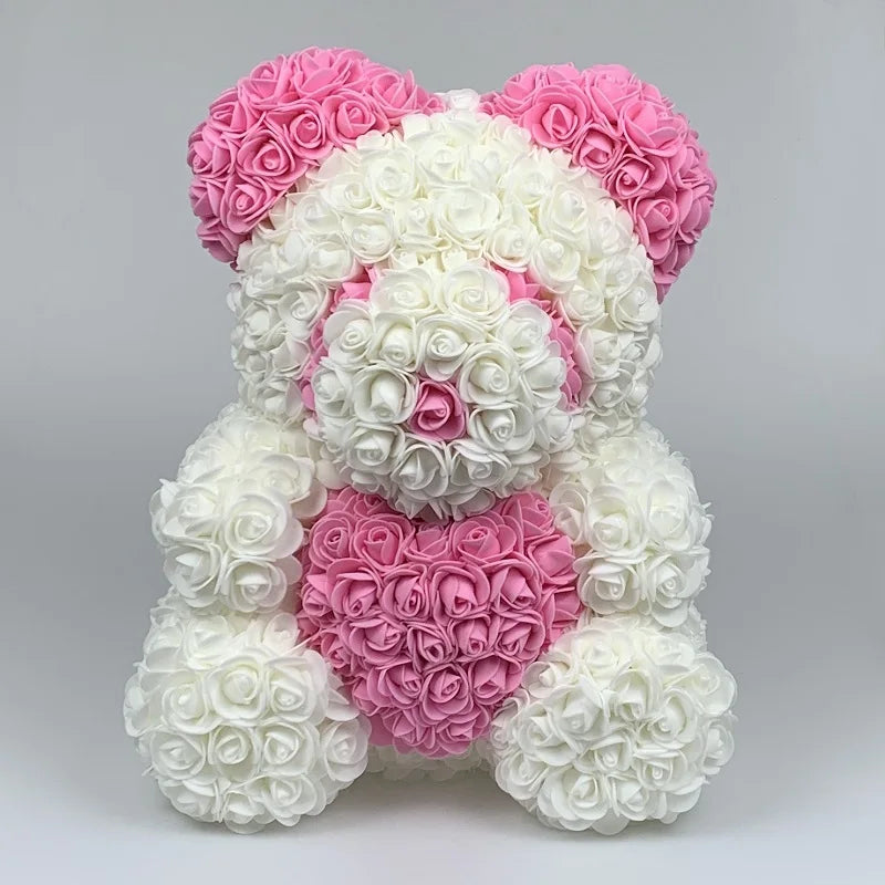 40cm Rose Bear - Artificial Foam Flower Rose Panda Decorations or Gifts for Memorial Day, Festivals, Thanksgiving Day, and Birthdays 🌹🐼🎉 ShopOnlyDeal