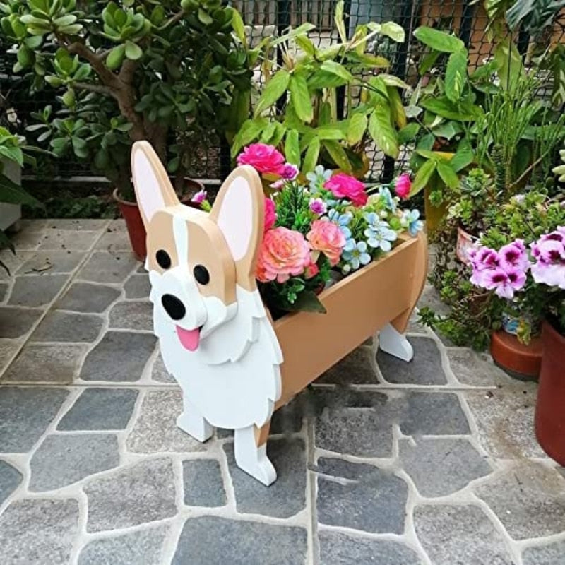 Corgi Dog Planter Garden Flower Pot Dog Shape Planter Schnauzer Bulldog Poodle Corgi Yorkshire Vase Pots DIY PVC Flower Planters Garden Home Decor ShopOnlyDeal