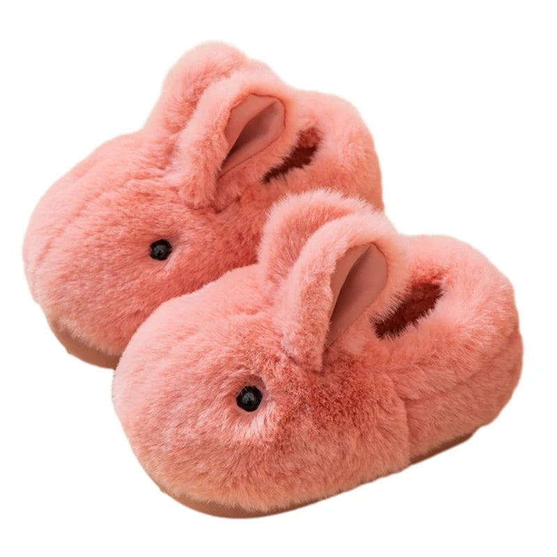 Toddler Kids Cotton Slippers Plush Thickened Cute Rabbit Children Boys Girls Warm Slippers Indoor Kids Anti-slip Floor Shoes ShopOnlyDeal