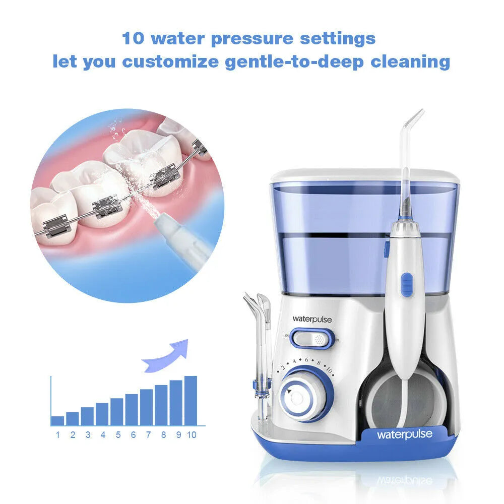 Waterpulse V300G Oral Irrigator - 5pcs Tips - Dental Water Flosser Electric Cleaner - 800ml Oral Hygiene Dental Flosser For Oral Care ShopOnlyDeal