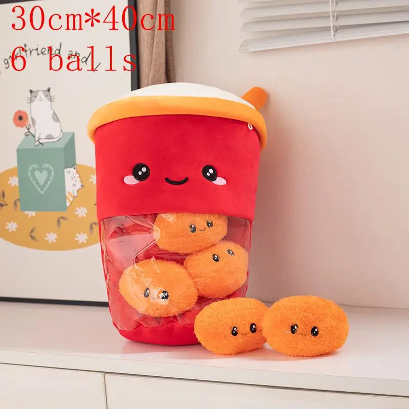 Kawaii Animal Balls Pudding Candy Bag Pillow Plush Stuffed Mini Doll of Donut Boba Milk Tea Bat Newt Cat Nap Plushie ShopOnlyDeal