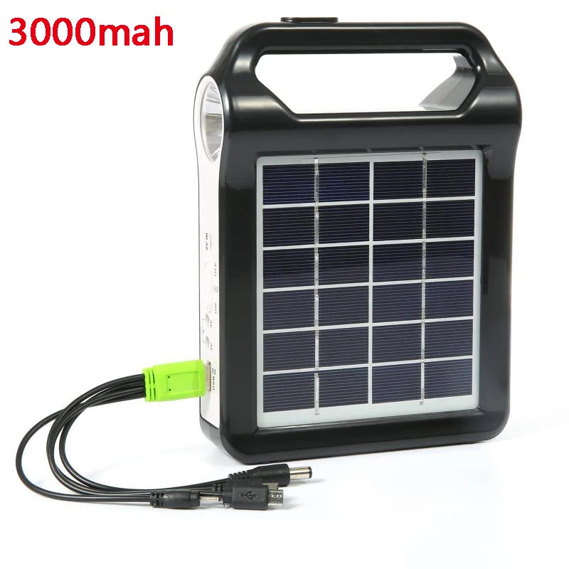 Portable 15W Rechargeable Solar Panel Power Storage Generator Kit | USB Charger with Lamp Lighting | Home Solar Energy System ShopOnlyDeal