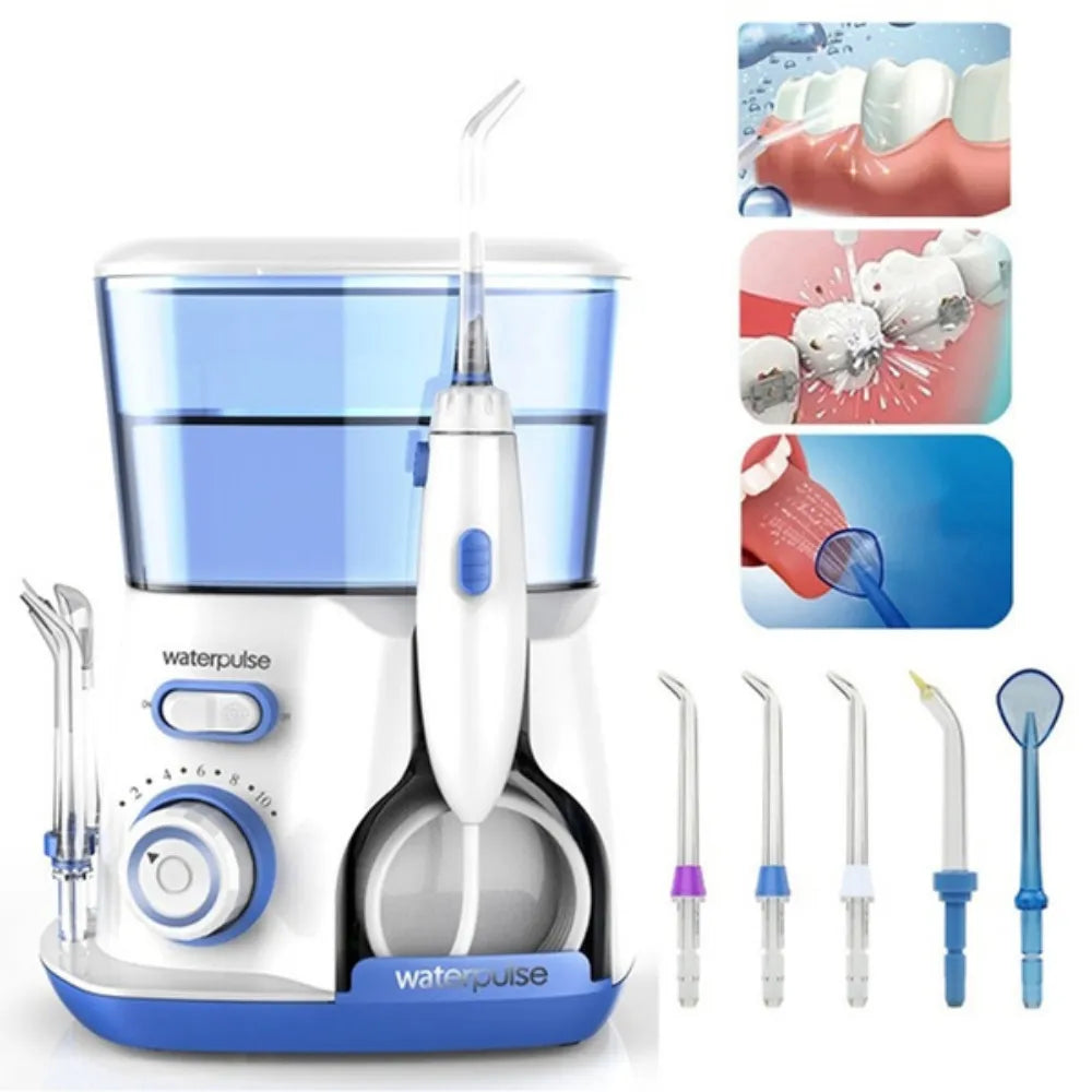 Waterpulse V300G Oral Irrigator 5pcs Tips Dental Water Flosser Electric Cleaner 800ml Oral Hygiene Dental Flosser For Oral Care ShopOnlyDeal