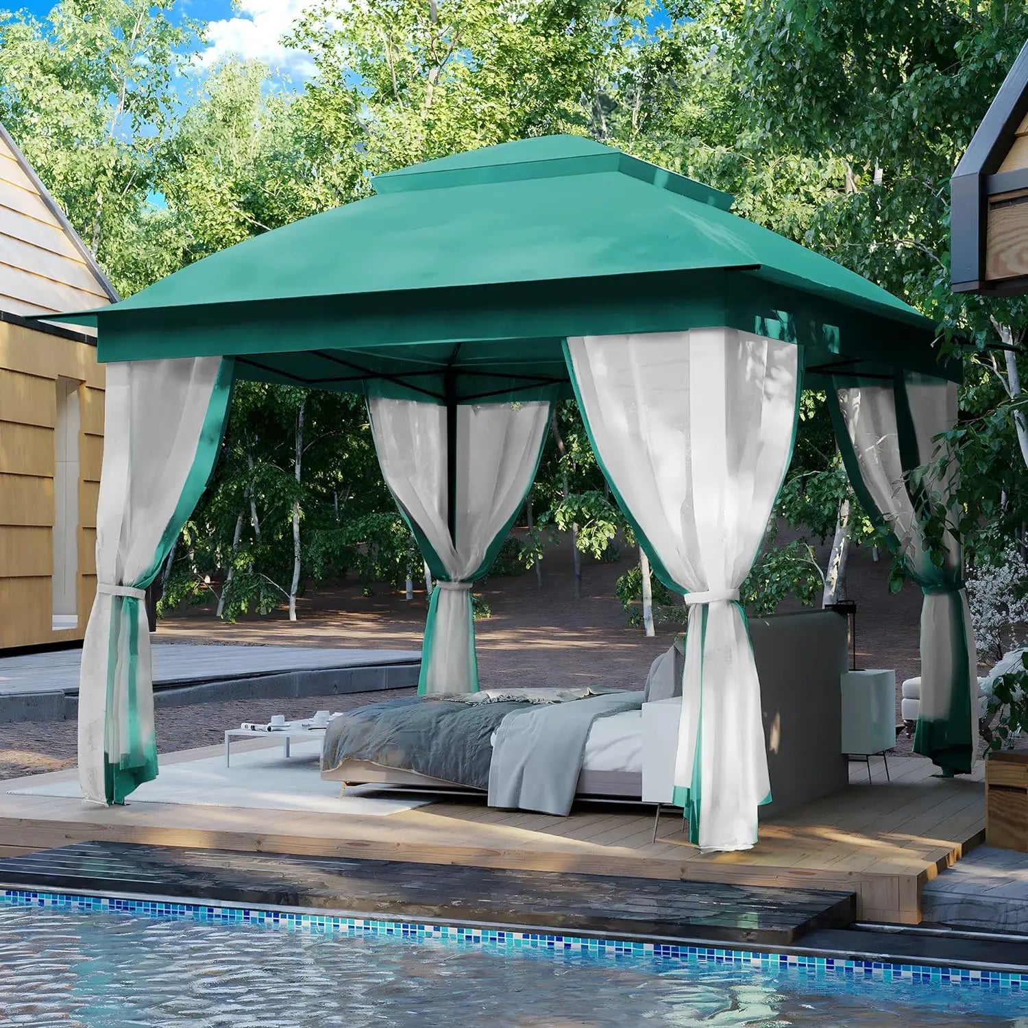 Outdoor Gazebo with Mosquito Net | Folding Pop-up Garden & Terrace Canopy Tent | Side Walls Shade for Home Parties & Relaxation ShopOnlyDeal