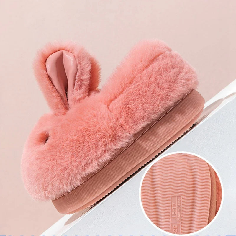 Toddler Kids Cotton Slippers Plush Thickened Cute Rabbit Children Boys Girls Warm Slippers Indoor Kids Anti-slip Floor Shoes ShopOnlyDeal