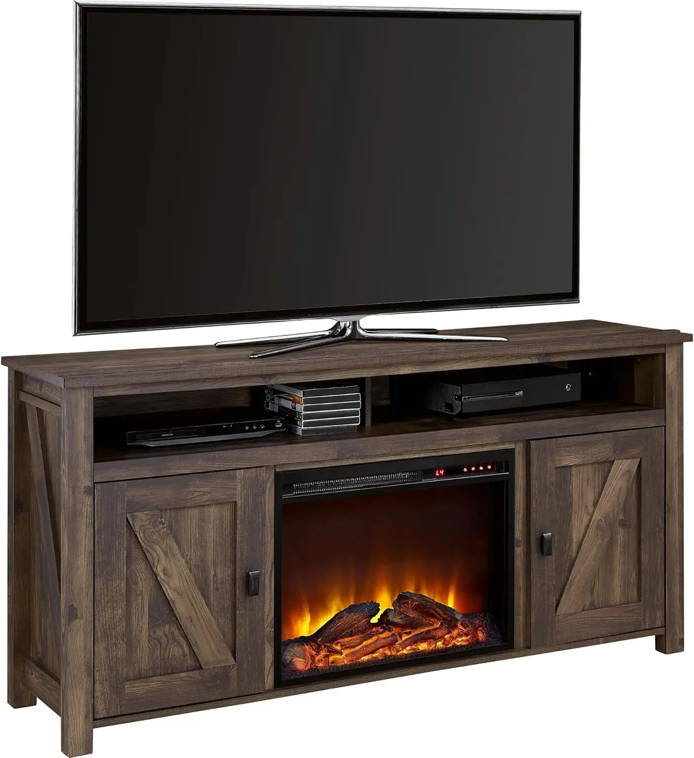 Electric Fireplace TV Console for TVs up to 60", Rustic ShopOnlyDeal