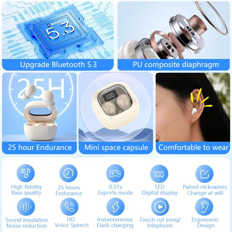 Tiny Earbuds Wireless Bluetooth Headset,headphones sport,sleep,work,in class invisible wear,bass sound quality earphone 2023 ShopOnlyDeal