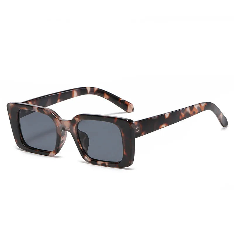 SO&EI Ins Popular Fashion Small Rectangle Sunglasses Women Retro Leopard Shades UV400 Men Trending Square Sun Glasses S&H Glasses Store