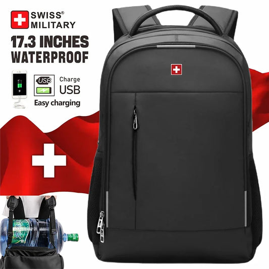 SWISS MILITARY Men Laptop Backpack 17 Inch Fashion Business Backpack School waterproof USB Large Capacity Bag mochilas Back Pack ShopOnlyDeal