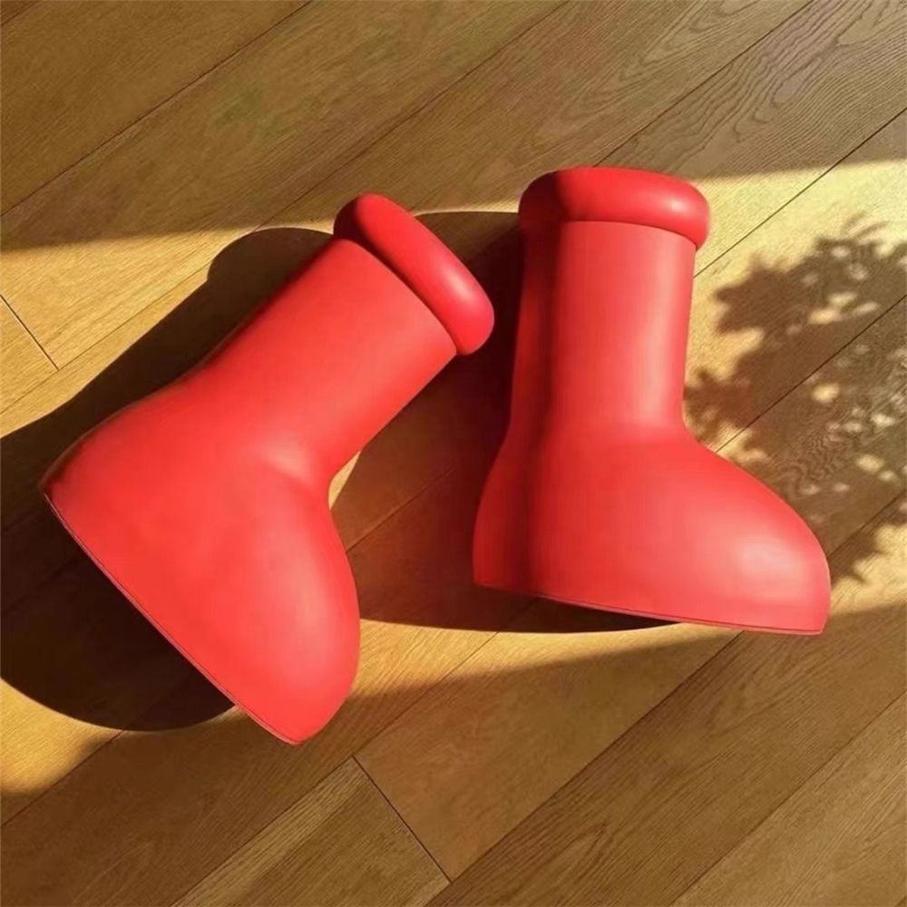 Big Red Boots 2023 Trend Big Toe Platform Rain Boots Woman Spring 2023 New In Round Toe Slip-On Mid-Alf Boot Female Fashion Luxury Shoes for Women Astroboy Uptrends