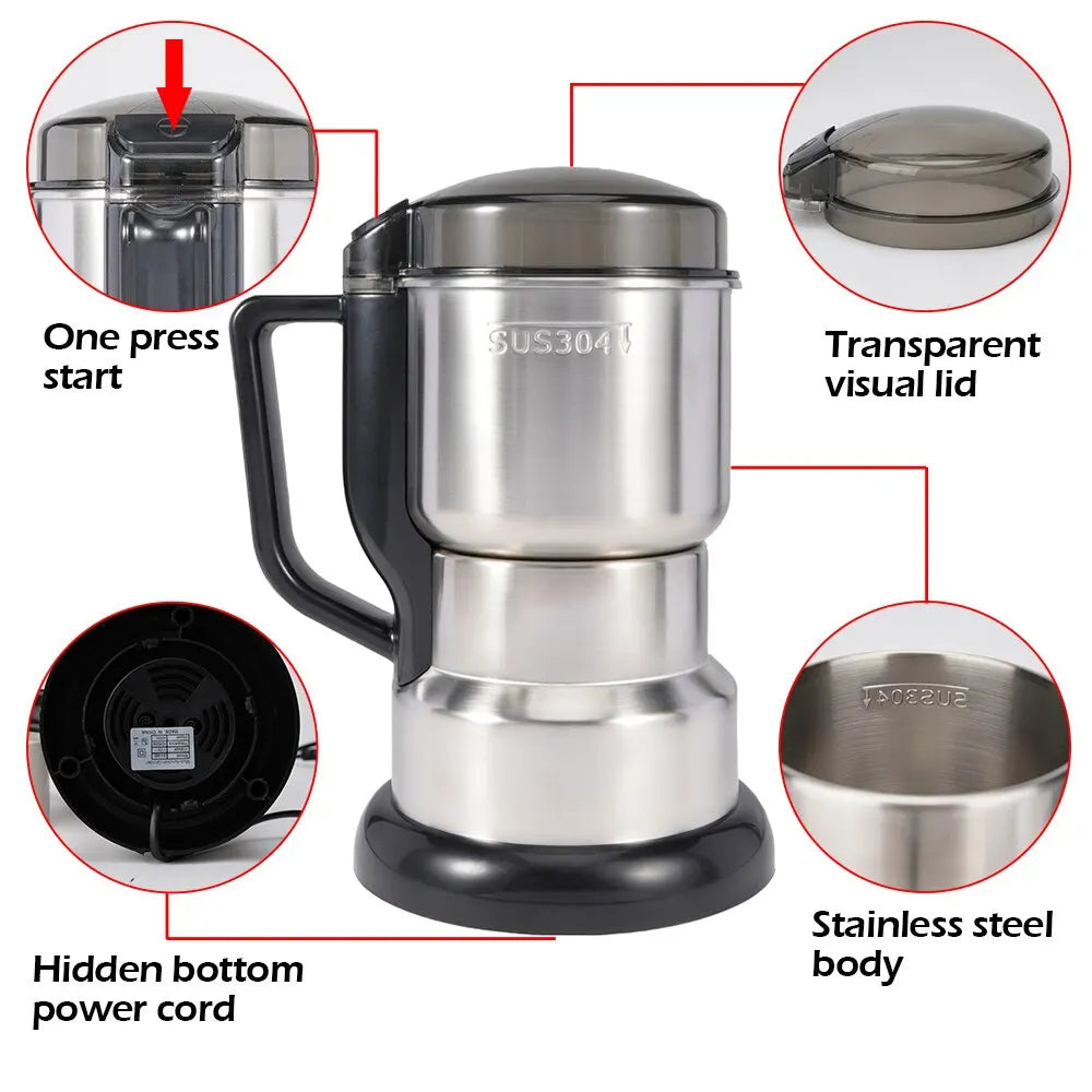 High Power Electric Coffee Grinder Kitchen Cereal Nuts Beans Spices Grains Grinder Machine Multifunctional Home Coffee Grinder ShopOnlyDeal