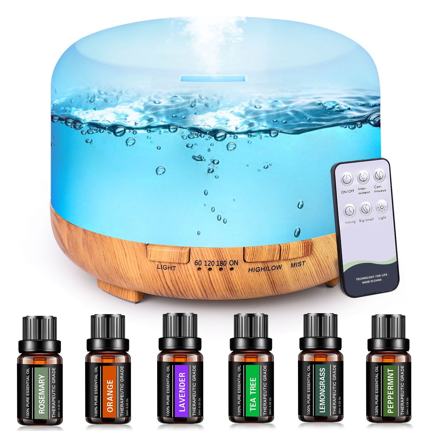 Aroma Diffuser Air Humidifier Aromatherapy Essential Oil Diffuser with Cool Mist Fogger Led Lamp Decoration Multicolor 500ml Upgraded ShopOnlyDeal