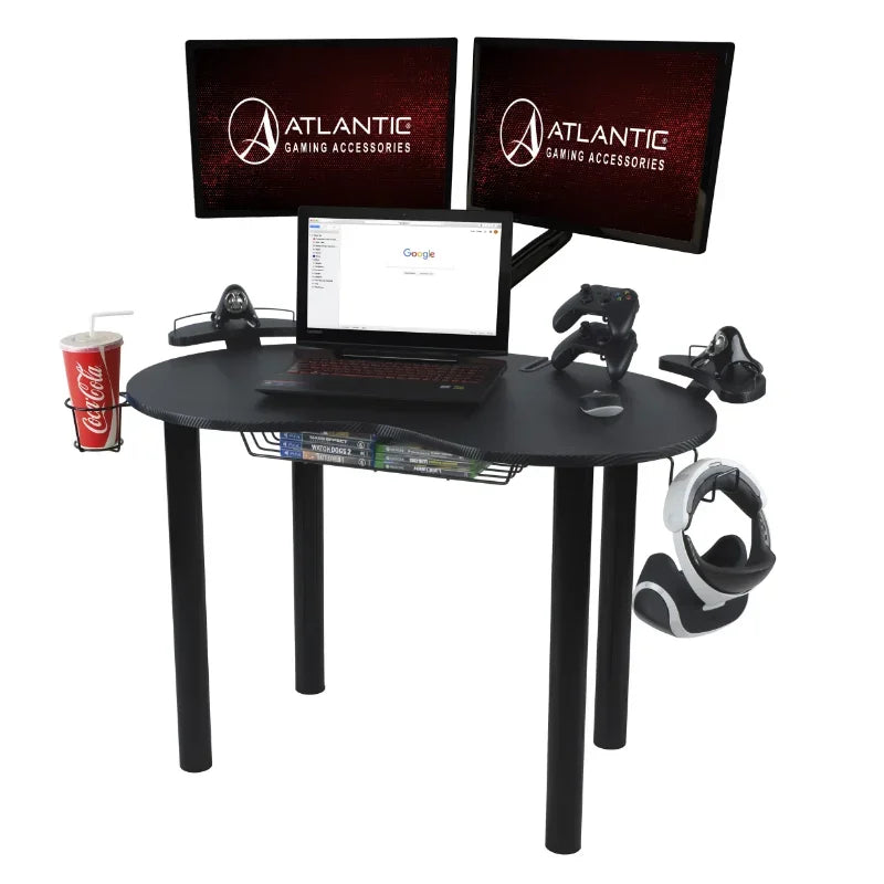 Atlantic Eclipse Space-Saving Gaming Desk with Storage, Black ShopOnlyDeal