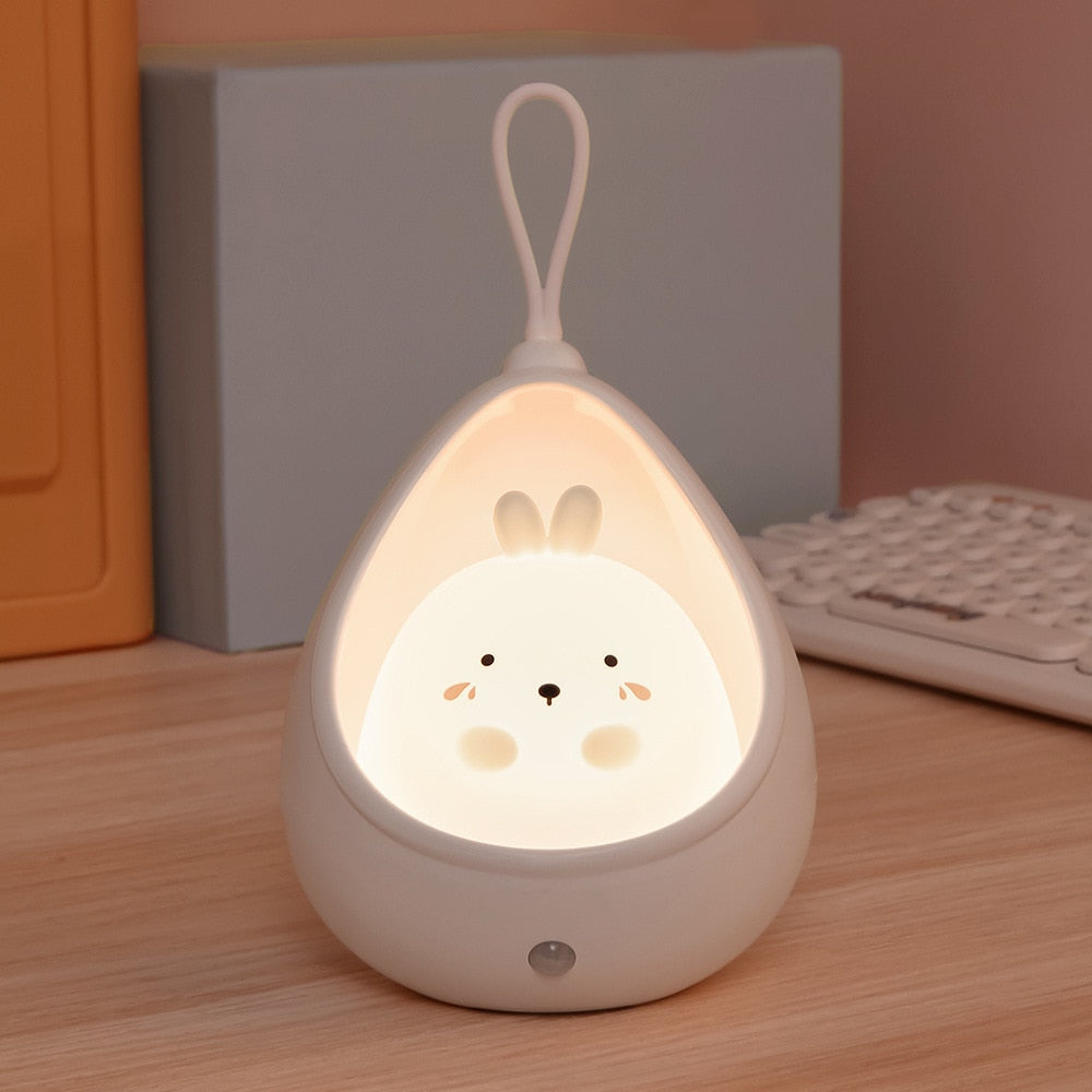 Kids Room Night Light with Sensor Control Cute Animal In A Basket Human Kids Bedroom USB Rechargeable Silicone LED wall lights ShopOnlyDeal