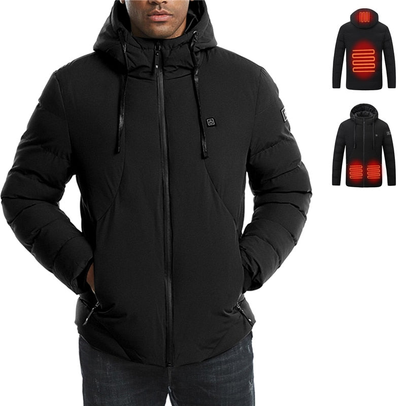 Heated Jacket For Man USB Winter Outdoor Electric Heating Jackets Warm Sports Thermal Coat Clothing Heatable Cotton Coat Battery ShopOnlyDeal