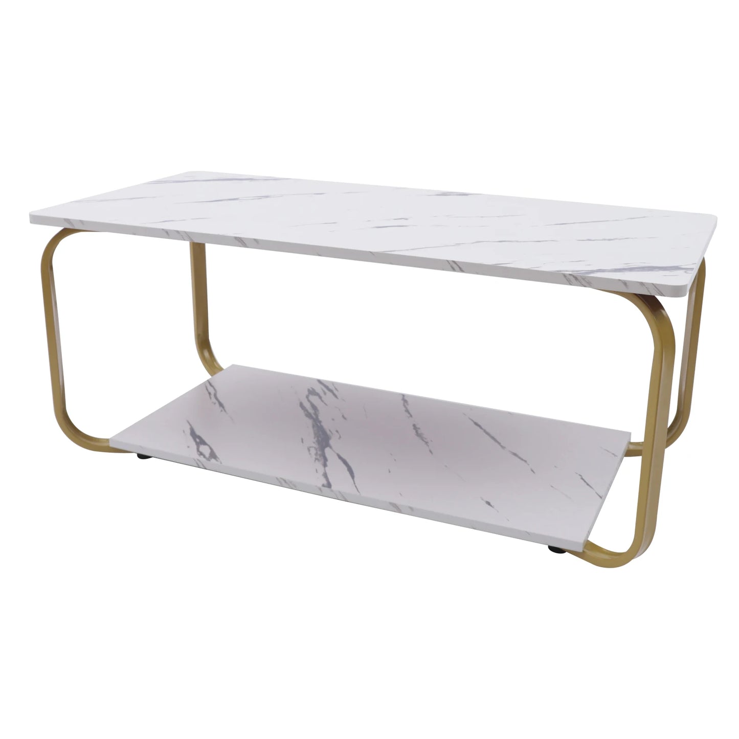 Modern Faux Marble Coffee Table, Faux Accent Rectangle Table Cocktail Table for Living Room ShopOnlyDeal