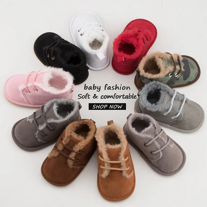 New Snow Baby Booties Shoes Baby Boy Girl Shoes Crib Shoes Winter Warm Cotton Anti-slip Sole Newborn Toddler First Walkers Shoes ShopOnlyDeal