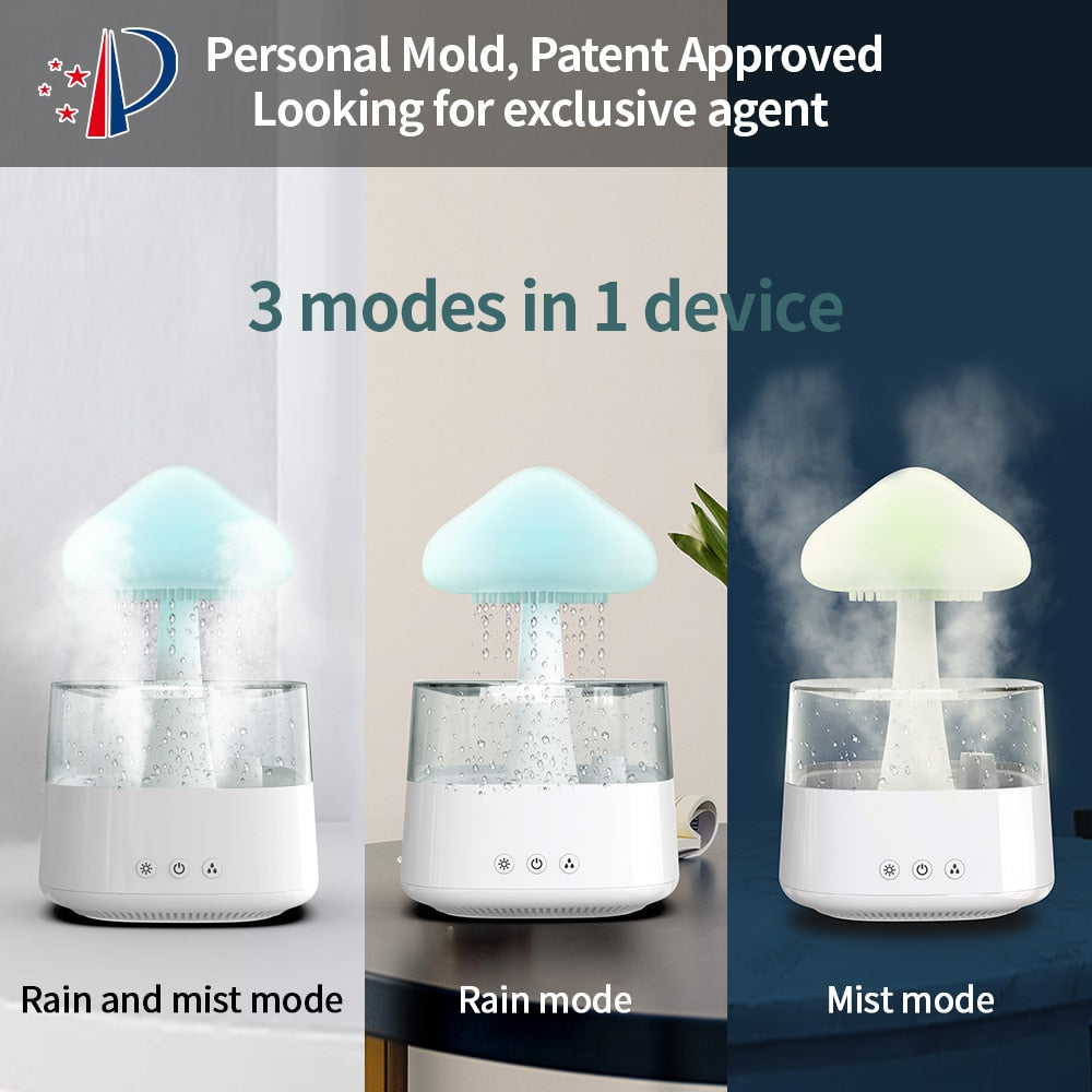 Rain Cloud Humidifier Relax Aromatherapy Lamp USB Rain Sound Diffuser 280ml Colorful Night Light For Home ShopOnlyDeal