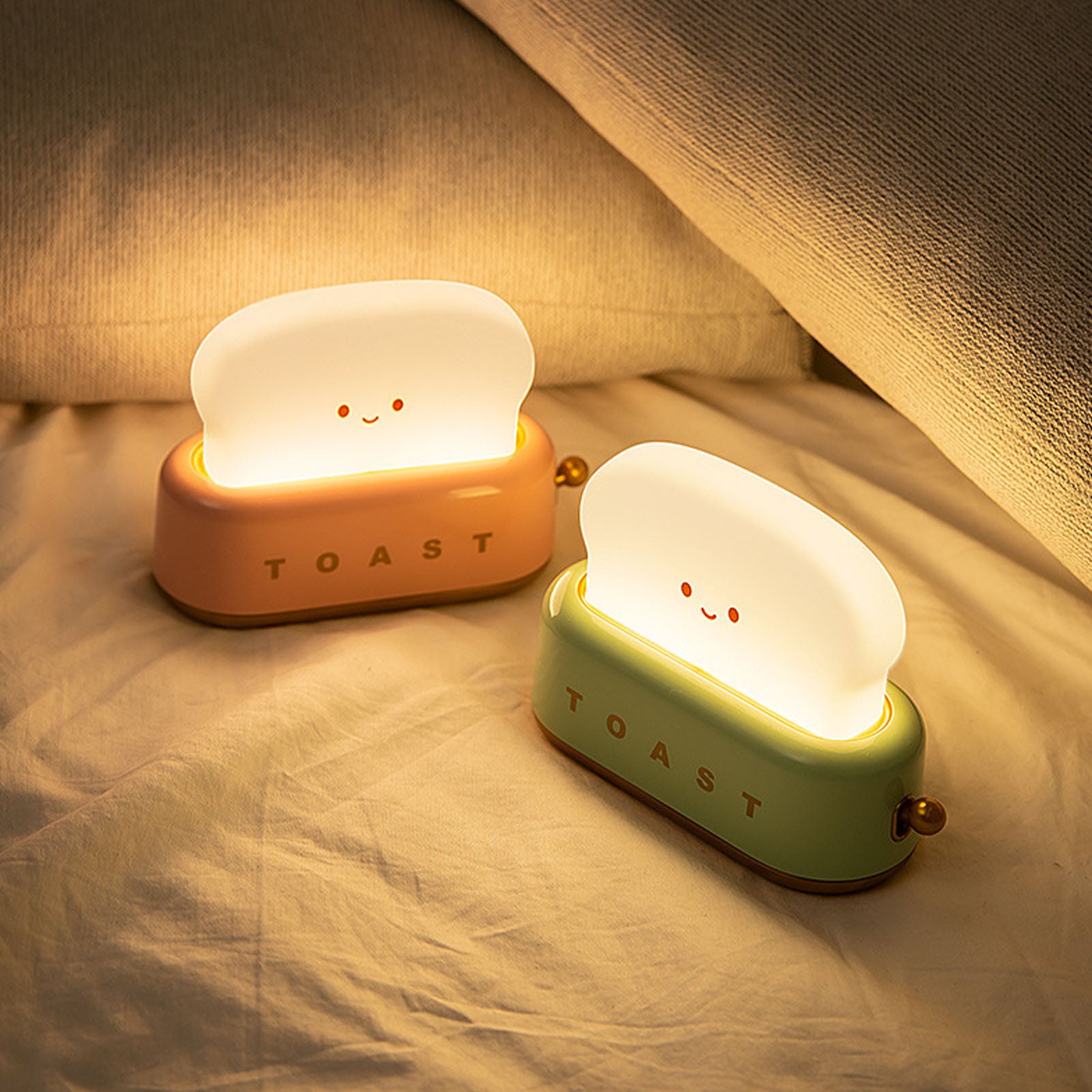 Cute Toast Lamp Dimmable LED Night Light with Rechargeable Battery and Timer Setting - Perfect for Nursery or Bedroom ShopOnlyDeal